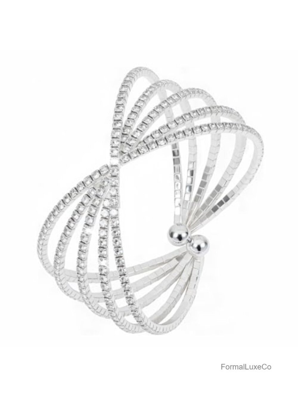 Crystal Rhinestone Cuff Bracelet for Women Wedding Bridal
